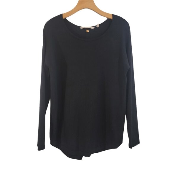 Soft‎ Surroundings Top Long Sleeve Button Back Round Neck Sweater Black Sz PS - Picture 1 of 6
